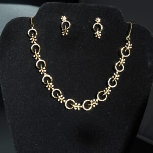 CZ AD Golden Necklace White