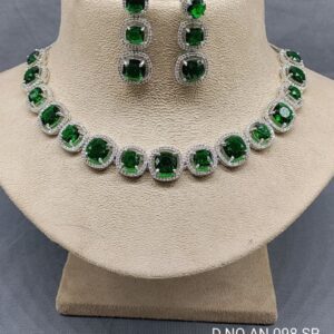 Cz Ad Rodium Necklace Set